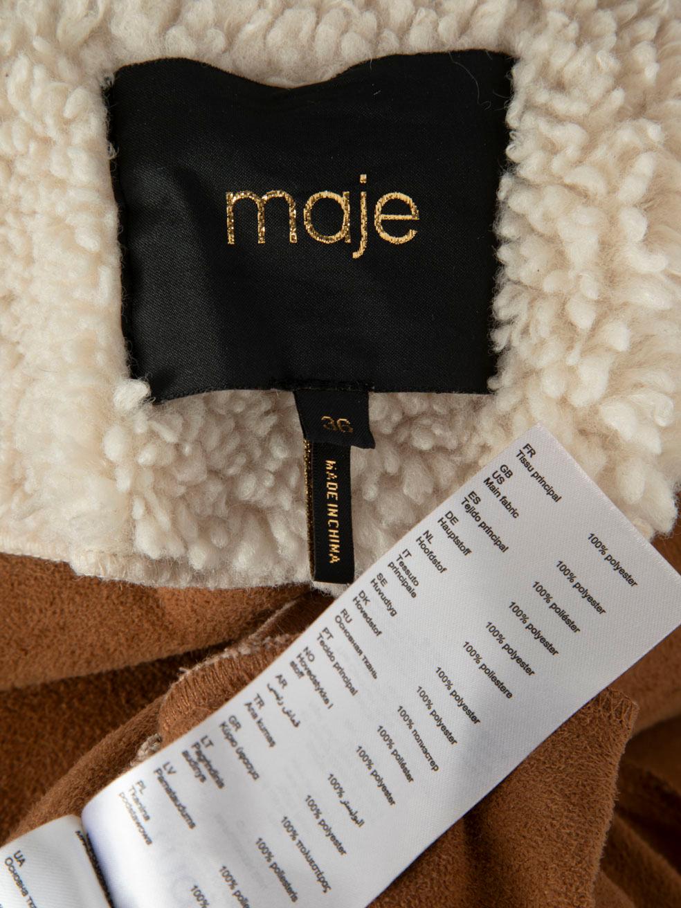 Women's Maje Beige Faux Shearling Teddy Coat Size S For Sale