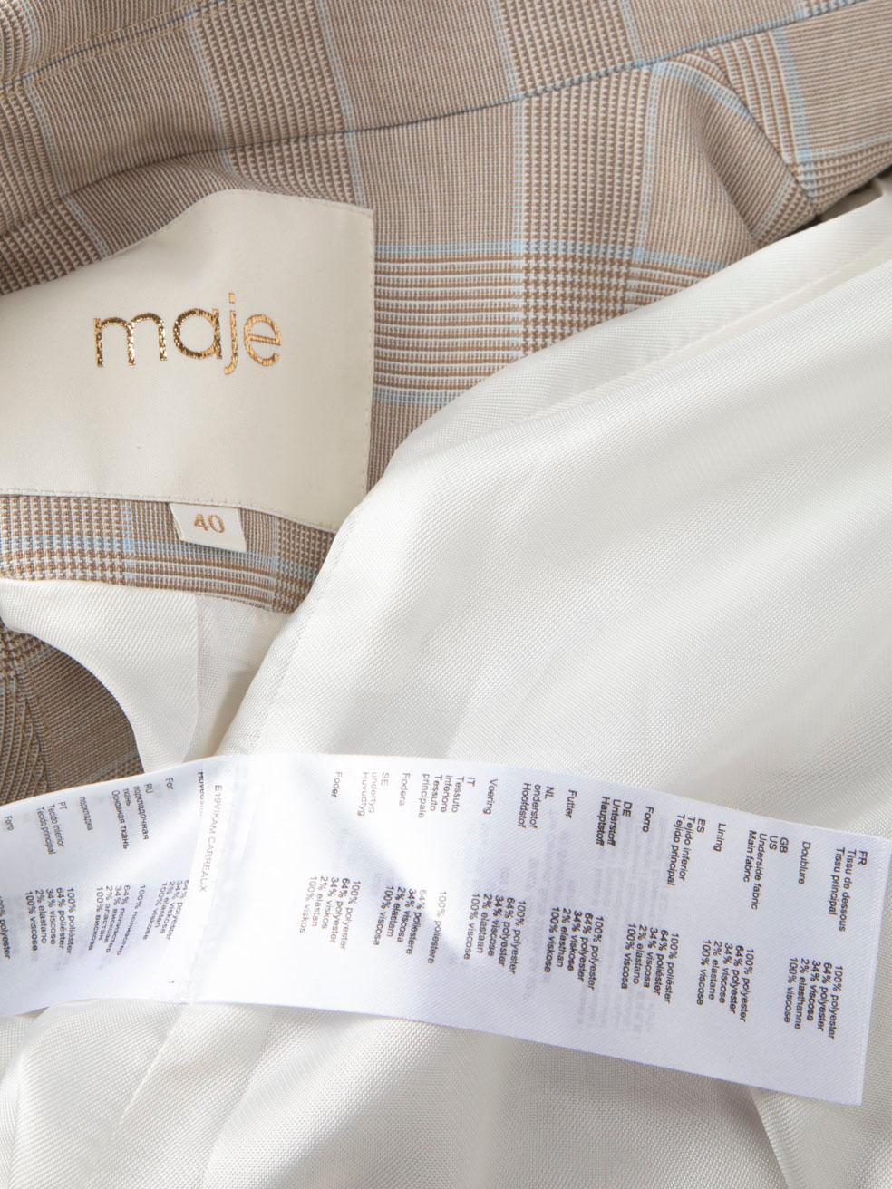 Maje Beige Tartan Blazer & Trouser Set Size L 1