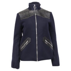 Chaqueta tipo blouson de moto con cremallera de Maje, de lana azul marino