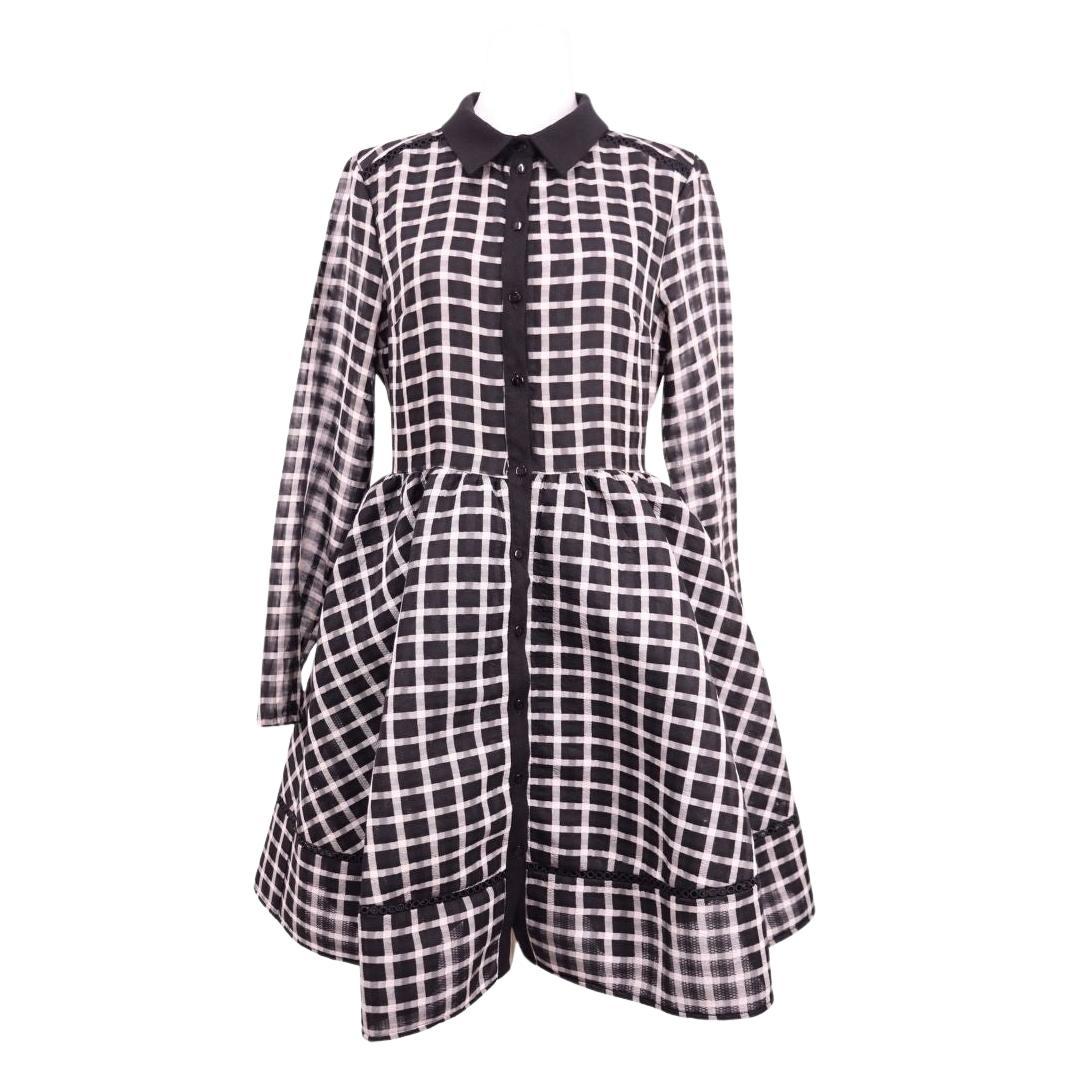 Maje Schwarz-weiß kariertes Kleid - EU 40 im Angebot