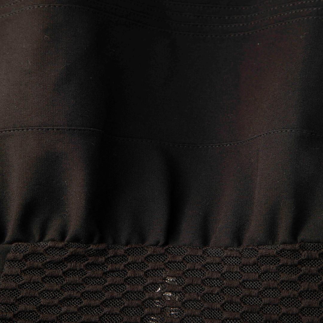 Maje Schwarzer Rücken Mesh Panel Zip Front Minikleid Größe L Damen im Angebot