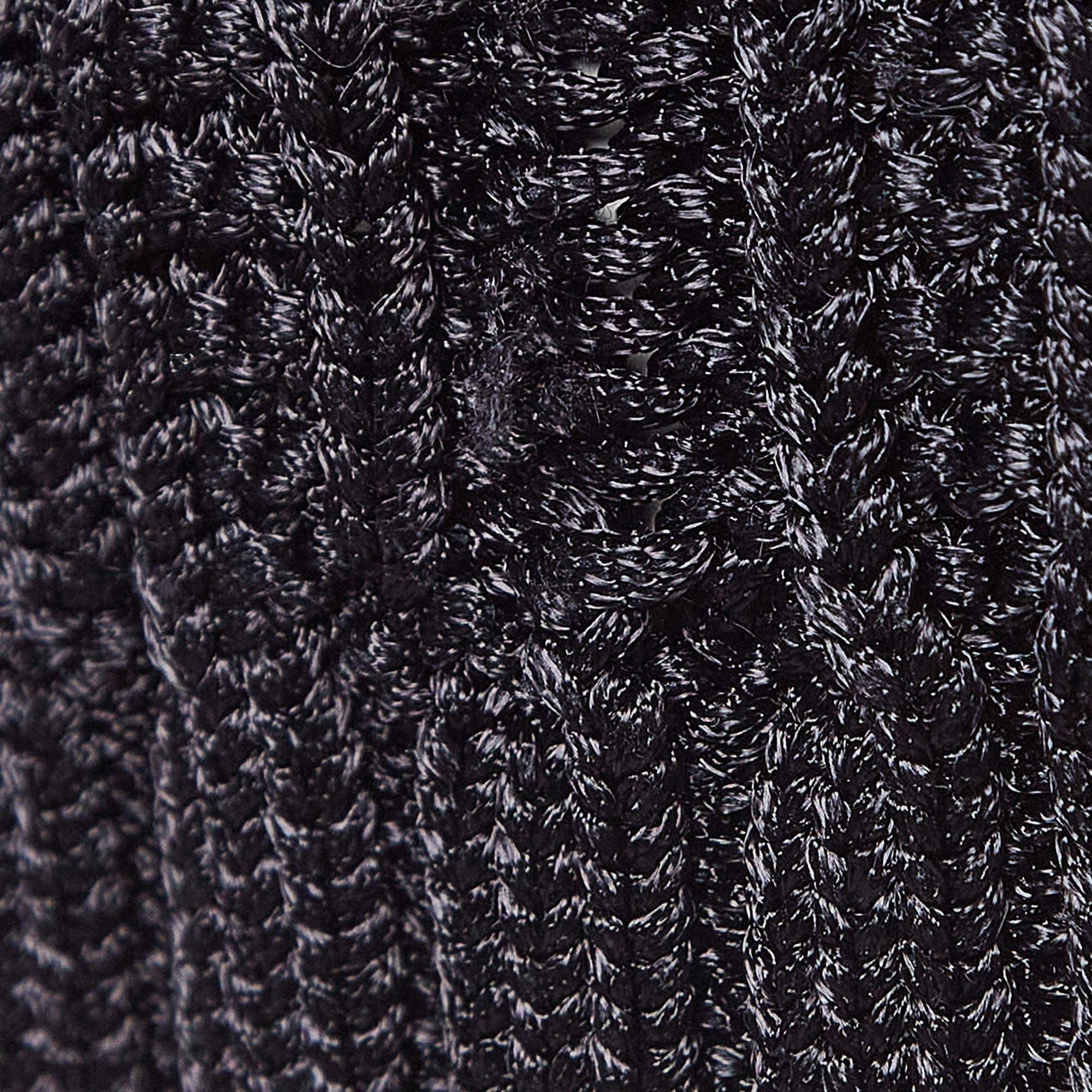 Maje Black Cable Knit Crew Neck Sweatshirt S In Good Condition For Sale In Dubai, Al Qouz 2