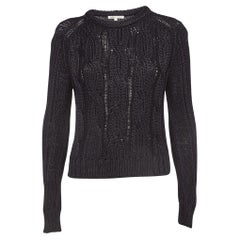 Maje Schwarzer Kabelstrick Rundhalsausschnitt Sweatshirt S