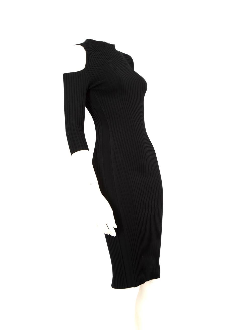 CONDITION is Very Good. Hardly any visible wear to dress is evident on this used Maje designer resale item.
  
  Details
  
  
  Black
  
  Viscose
  
  Dress
  
  Knee length
  
  Long sleeves
  
  Cold shoulders
  
  Figure hugging
  
  Stretchy
 