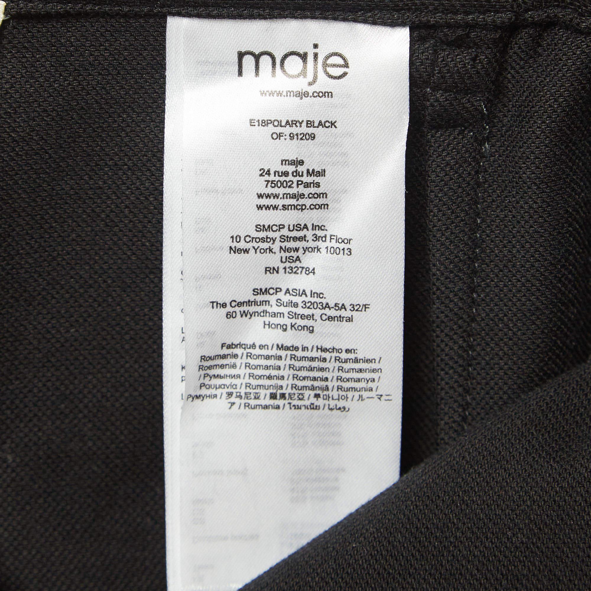 Maje Schwarze Polaris-Hose mit weitem Bein aus Baumwolle XS im Angebot 1