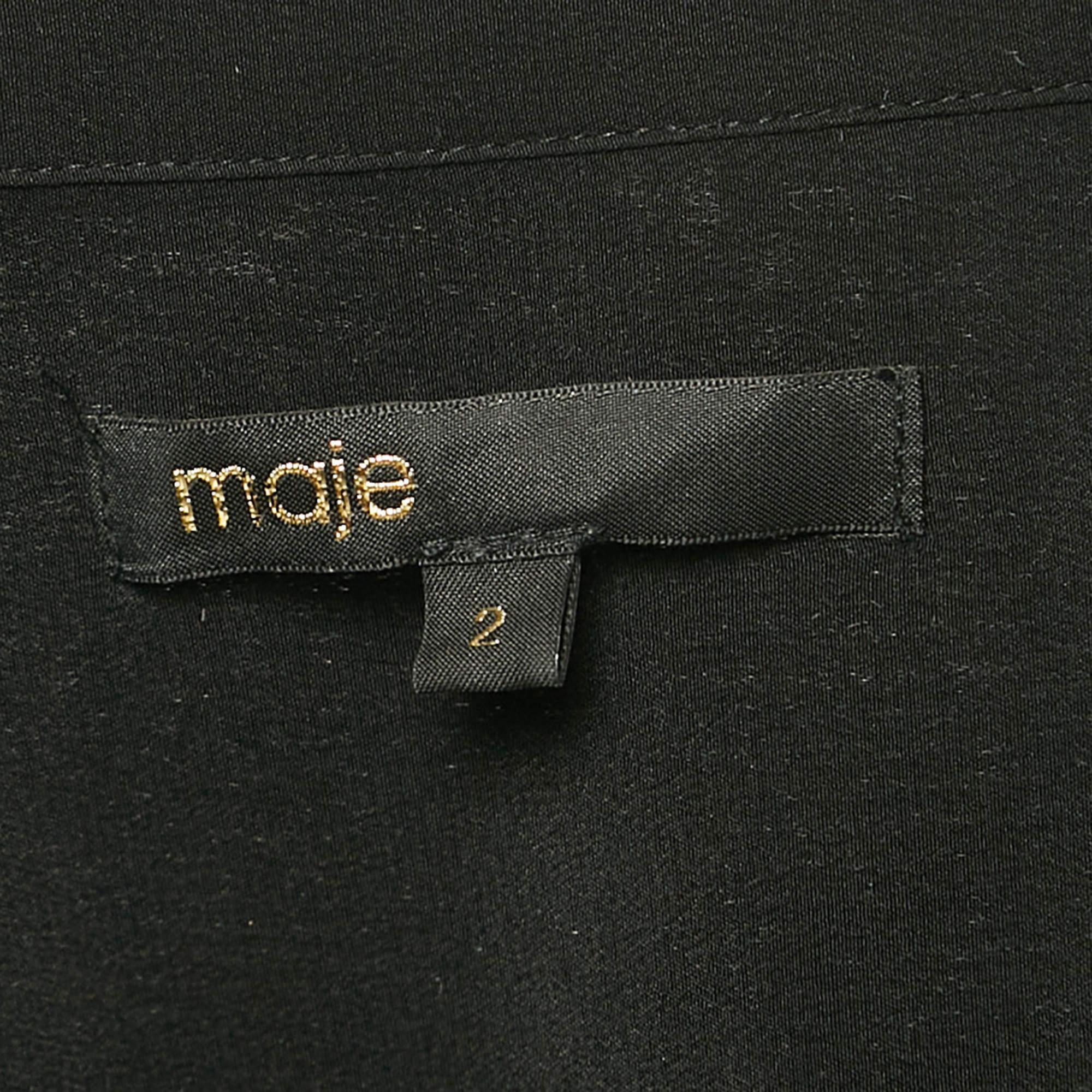 Maje - Camicia con bottoni in crepe nera M. In condizioni buone in vendita a Dubai, Al Qouz 2