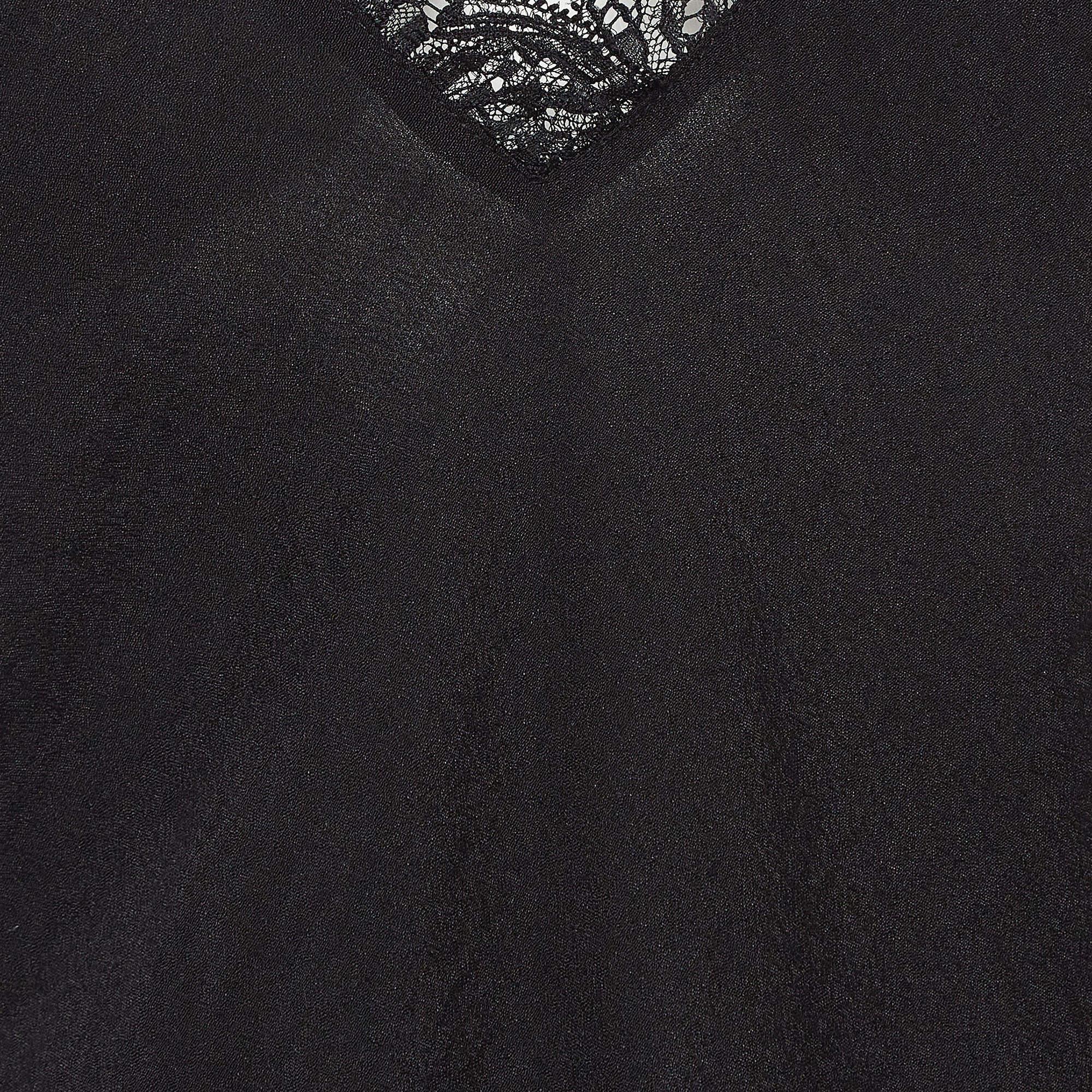 Women's Maje Black Crepe Lace Trim Camisole Top M