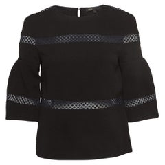 Maje Black Crepe Lace Trimmed Top S