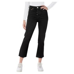 Maje Black Distressed Denim Straight Jeans Size XS