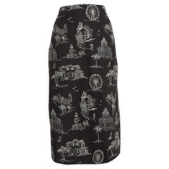 Maje Black Embroidered Crepe Midi Skirt S