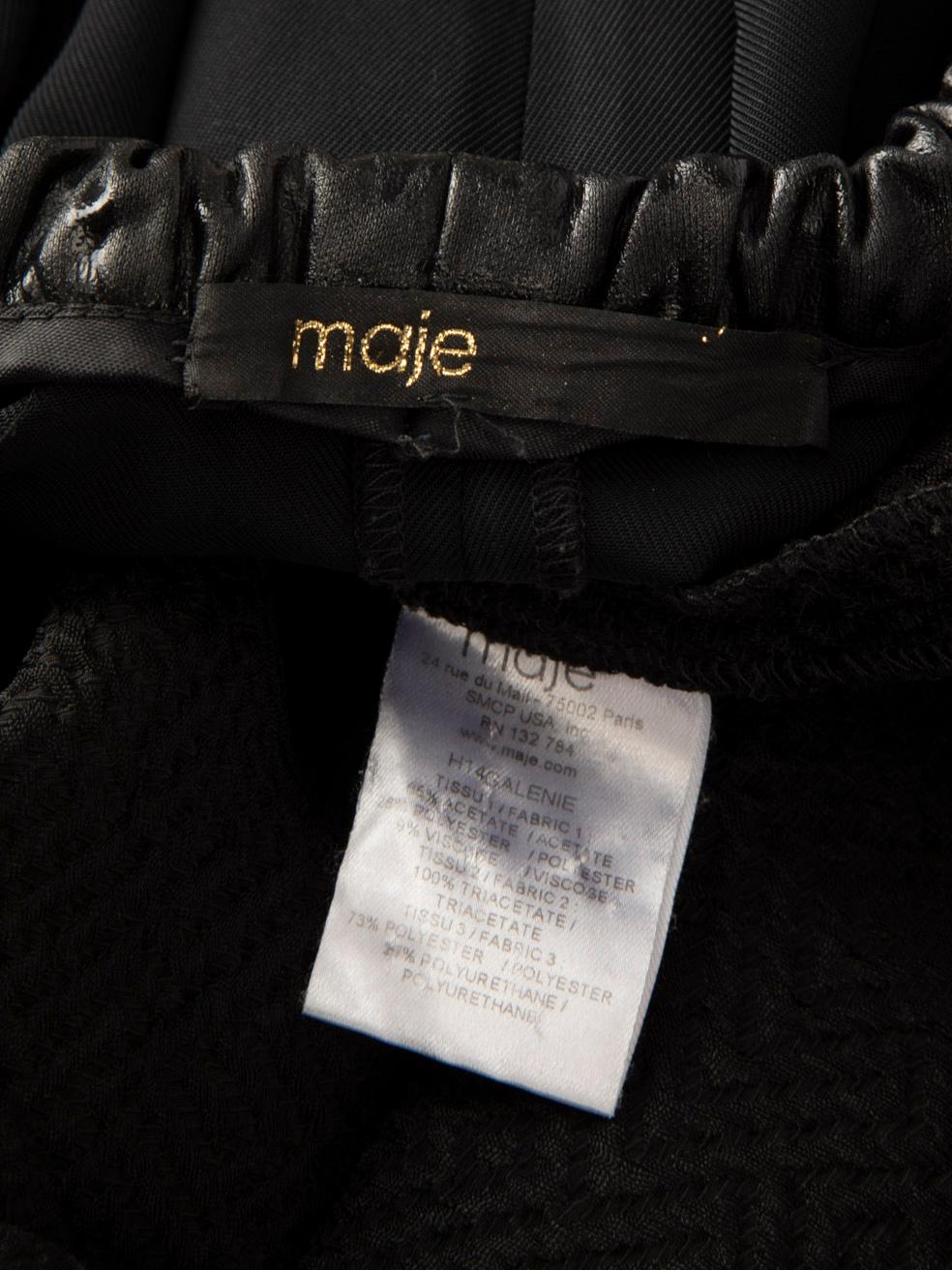 Maje Black Faux Leather Trim Long Sleeve Dress Size M For Sale 5