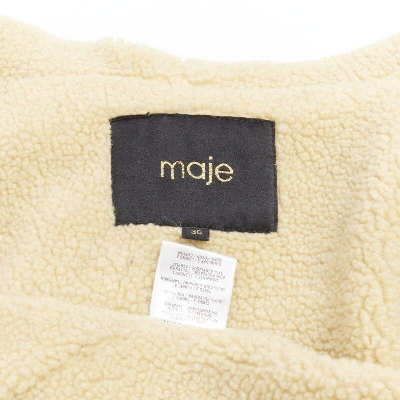 MAJE nero Cappotto posteriore svasato completamente foderato in pelle FR36 S in vendita 5