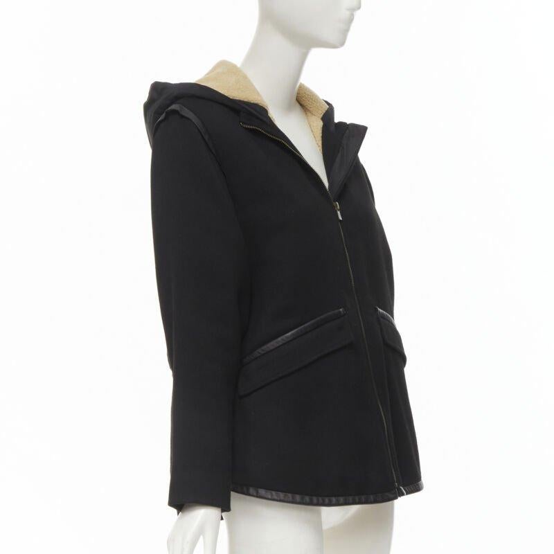 MAJE nero Cappotto posteriore svasato completamente foderato in pelle FR36 S In condizioni ottime in vendita a Hong Kong, NT