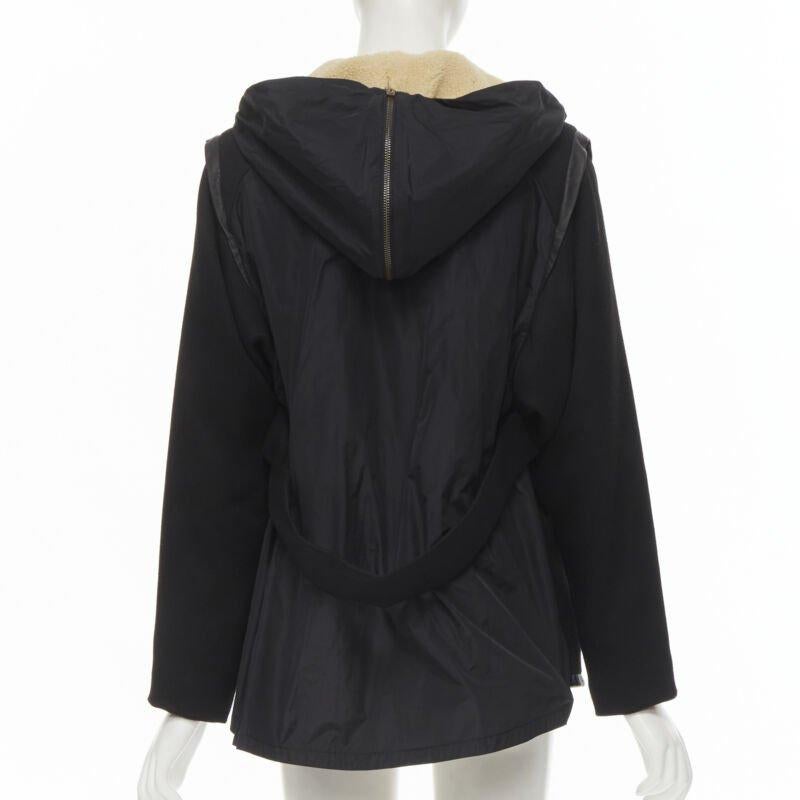 MAJE nero Cappotto posteriore svasato completamente foderato in pelle FR36 S in vendita 1
