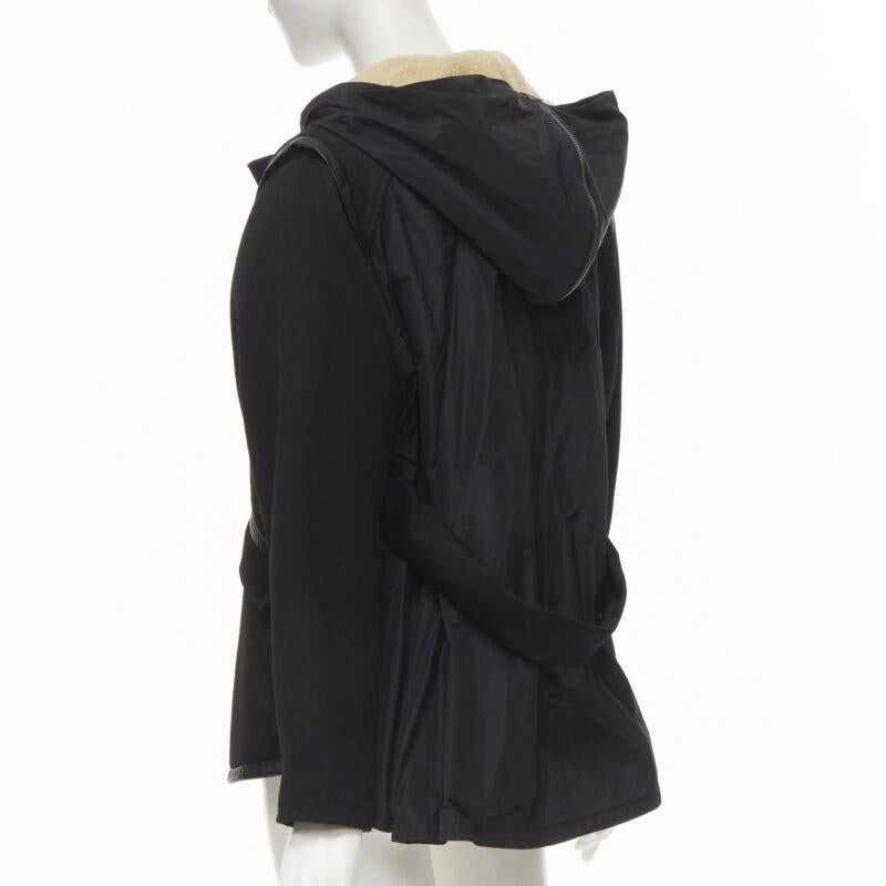 MAJE nero Cappotto posteriore svasato completamente foderato in pelle FR36 S in vendita 2