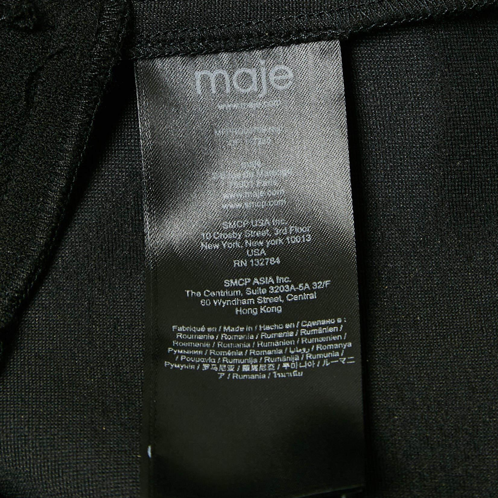 Maje Mini abito nero in gabardina plissettato con zip S 2