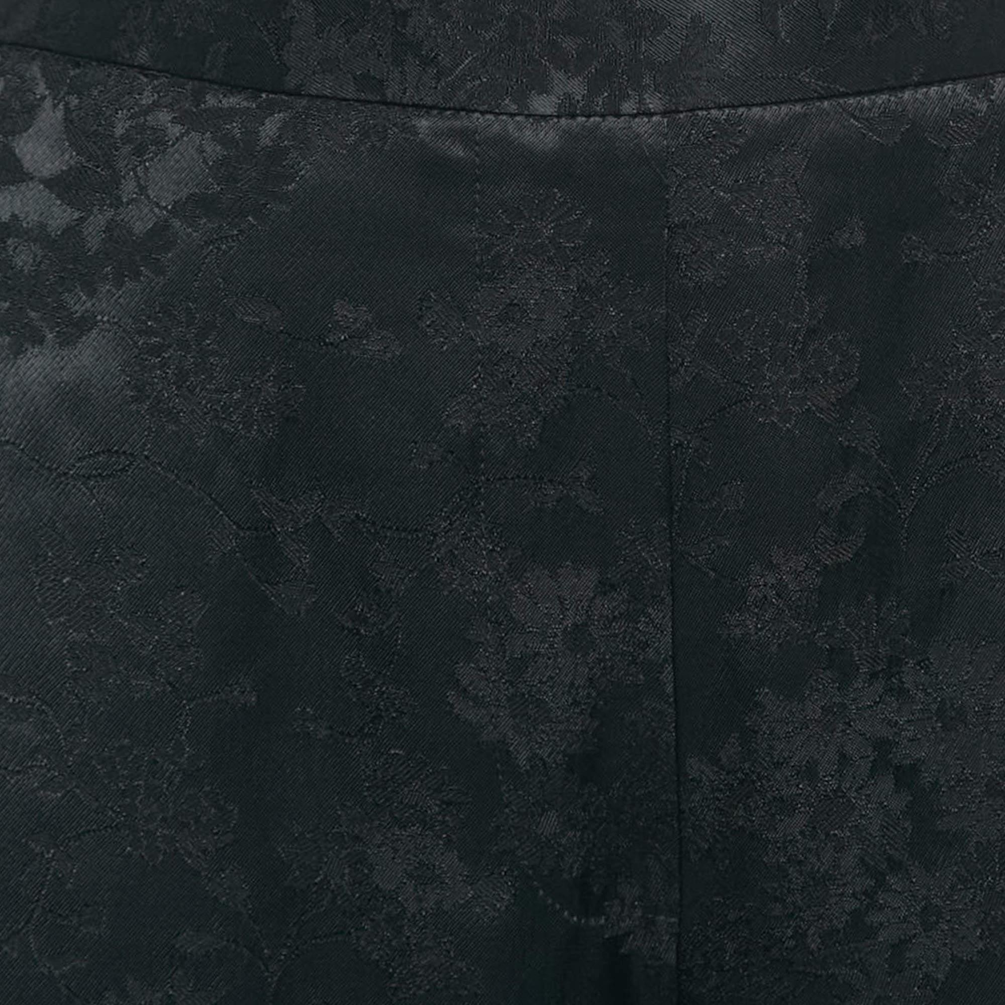 Maje Black Jacquard Wide Leg Trousers L In Excellent Condition For Sale In Dubai, Al Qouz 2