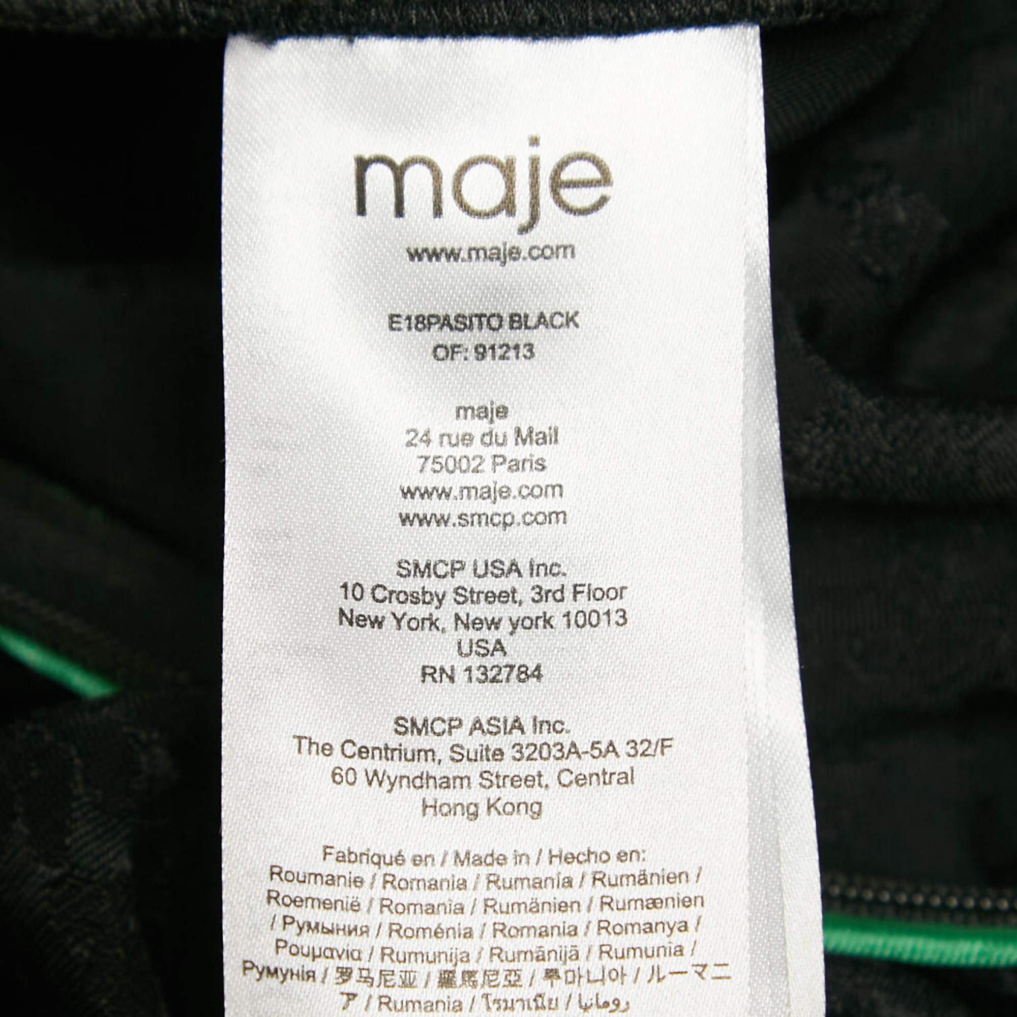 Maje Black Jacquard Wide Leg Trousers L For Sale 1