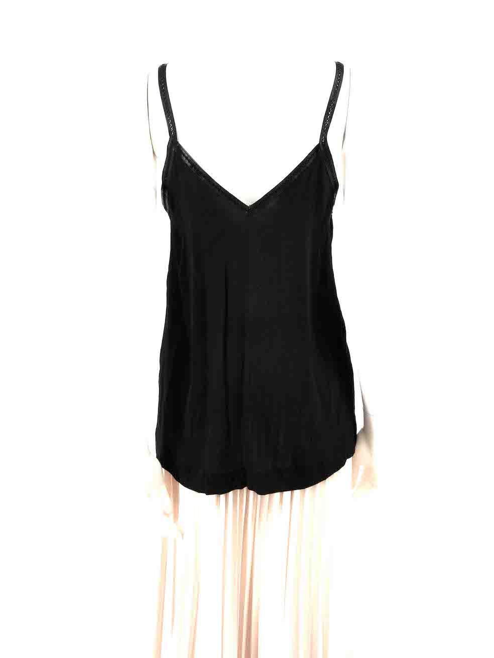 Maje Black Lace Trim Camisole Size L In Good Condition For Sale In London, GB