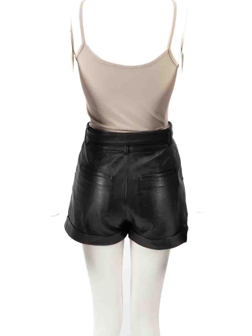 Maje Black Leather Belted Shorts Size XS In Good Condition For Sale In London, GB