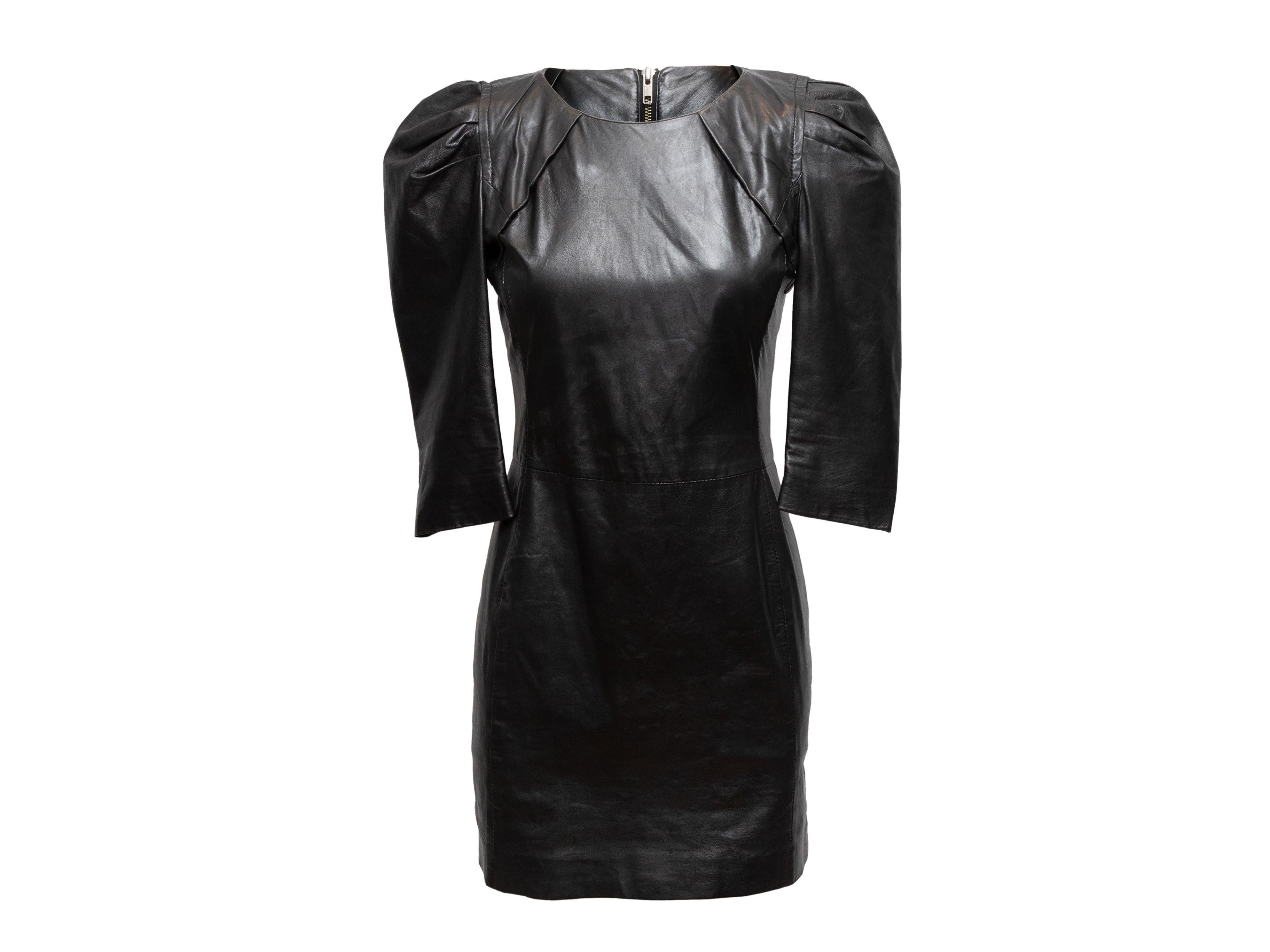 Maje Black Leather Mini Dress In Good Condition In New York, NY