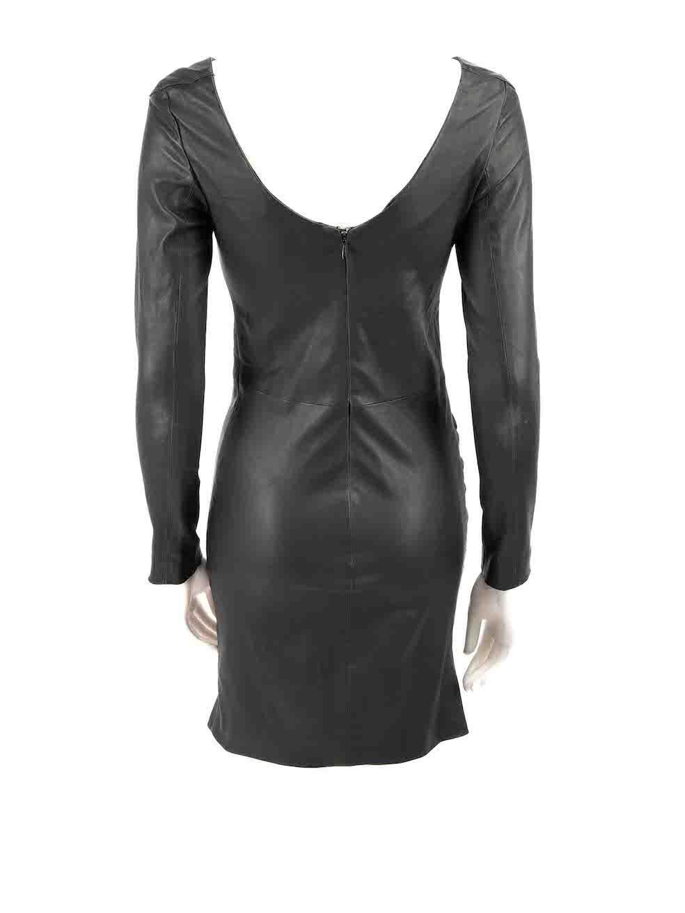 Maje Black Leather Mini Dress Size M In Good Condition For Sale In London, GB