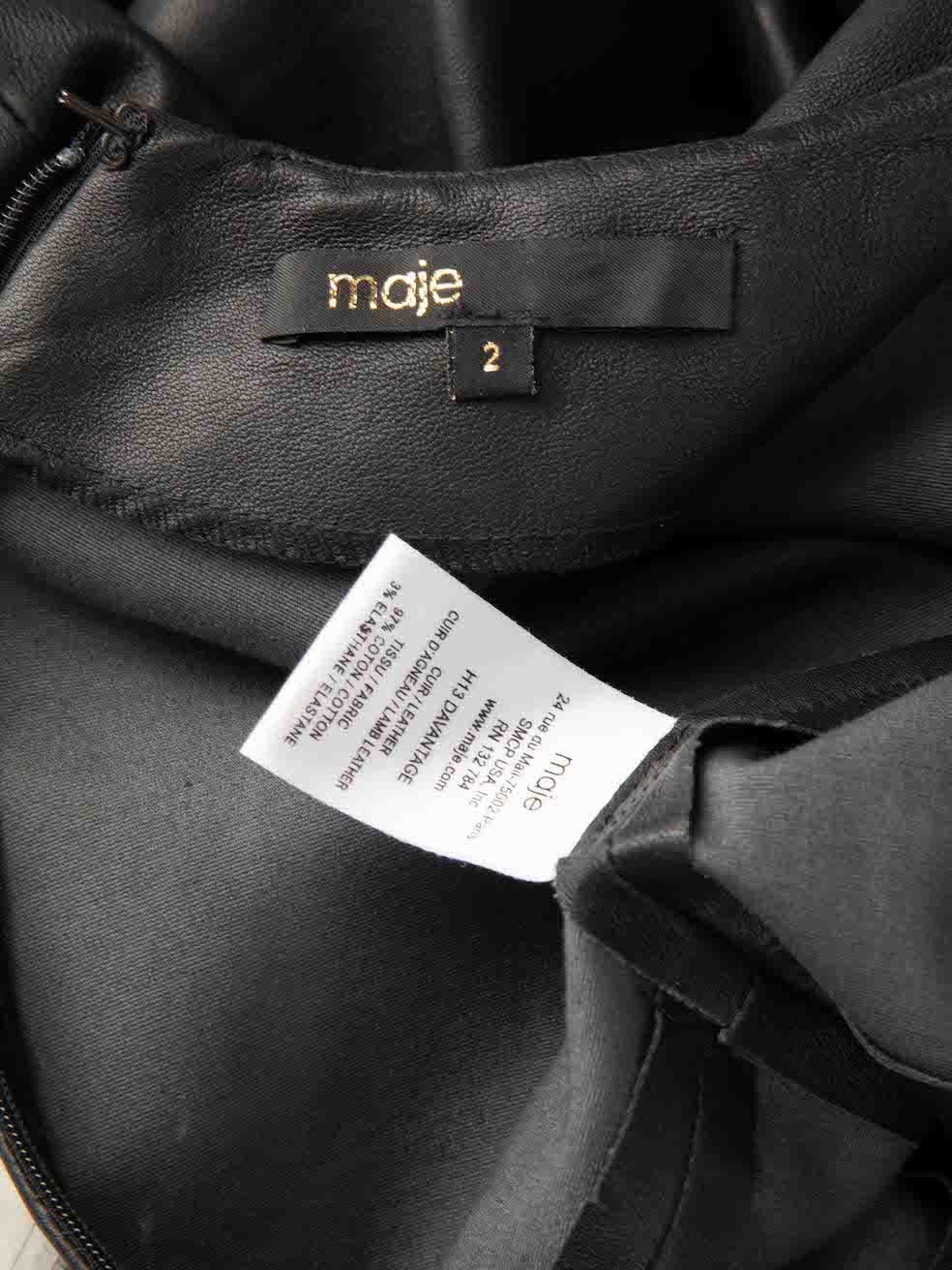 Maje Black Leather Mini Dress Size M For Sale 2
