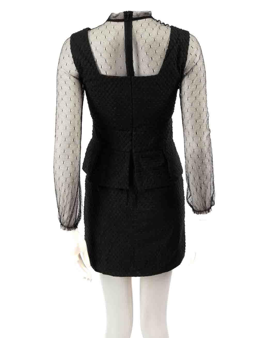 Noir Maje, mini-robe noire à manches longues avec détails en dentelle, taille S