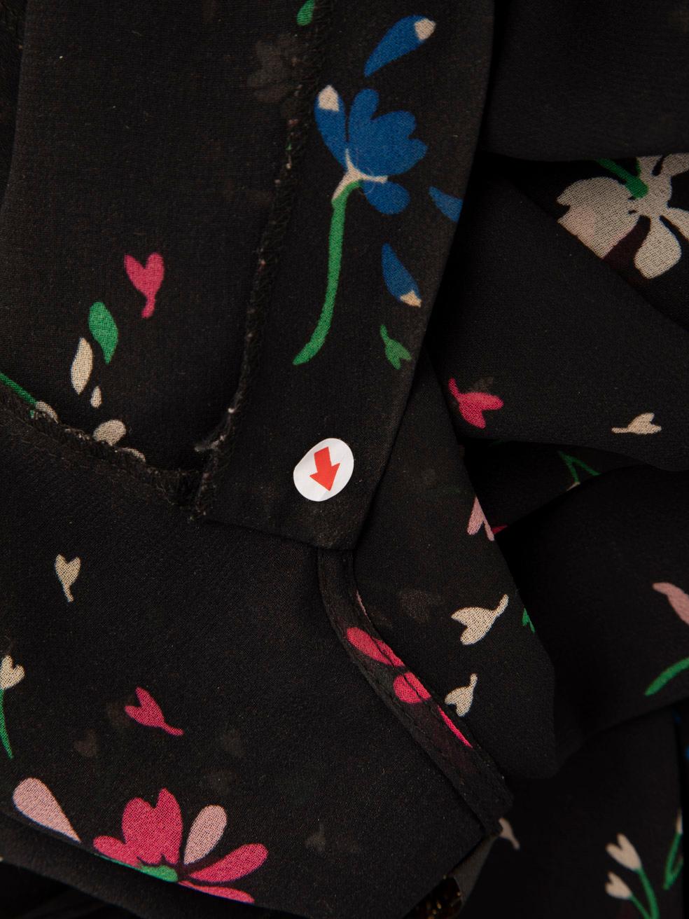 Maje Black Midi Floral Print Dress Size S For Sale 2