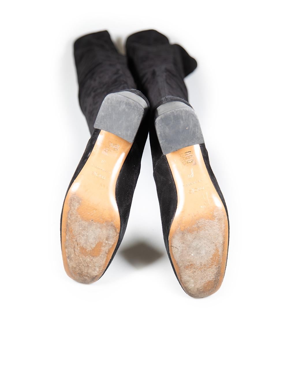 Maje Black Over the Knee Suede Square Toe Boots Size IT 40 Bon état - En vente à London, GB