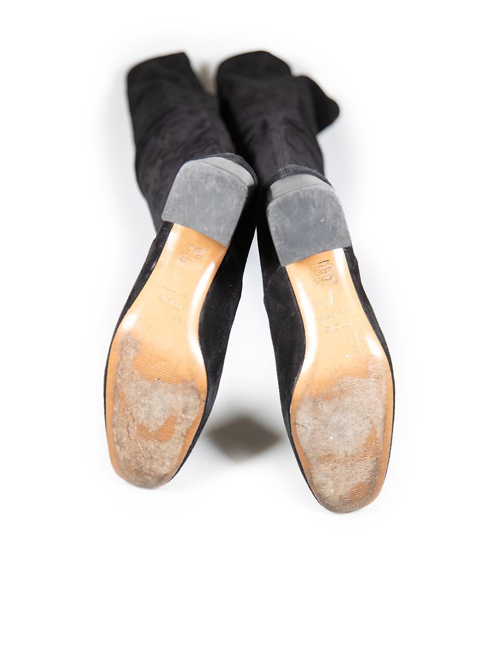 Maje Black Over the Knee Suede Square Toe Boots Size IT 40 Bon état - En vente à London, GB