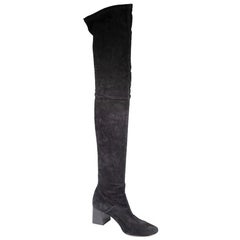 Maje Botas negras con puntera cuadrada de ante por encima de la rodilla Talla IT 40