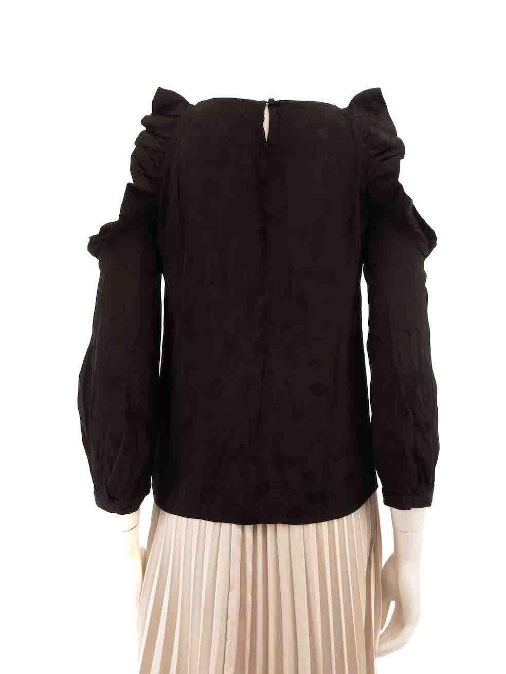 Maje Schwarze Paisley Jacquard-Bluse mit kalten Schultern Größe S im Zustand „Gut“ im Angebot in London, GB
