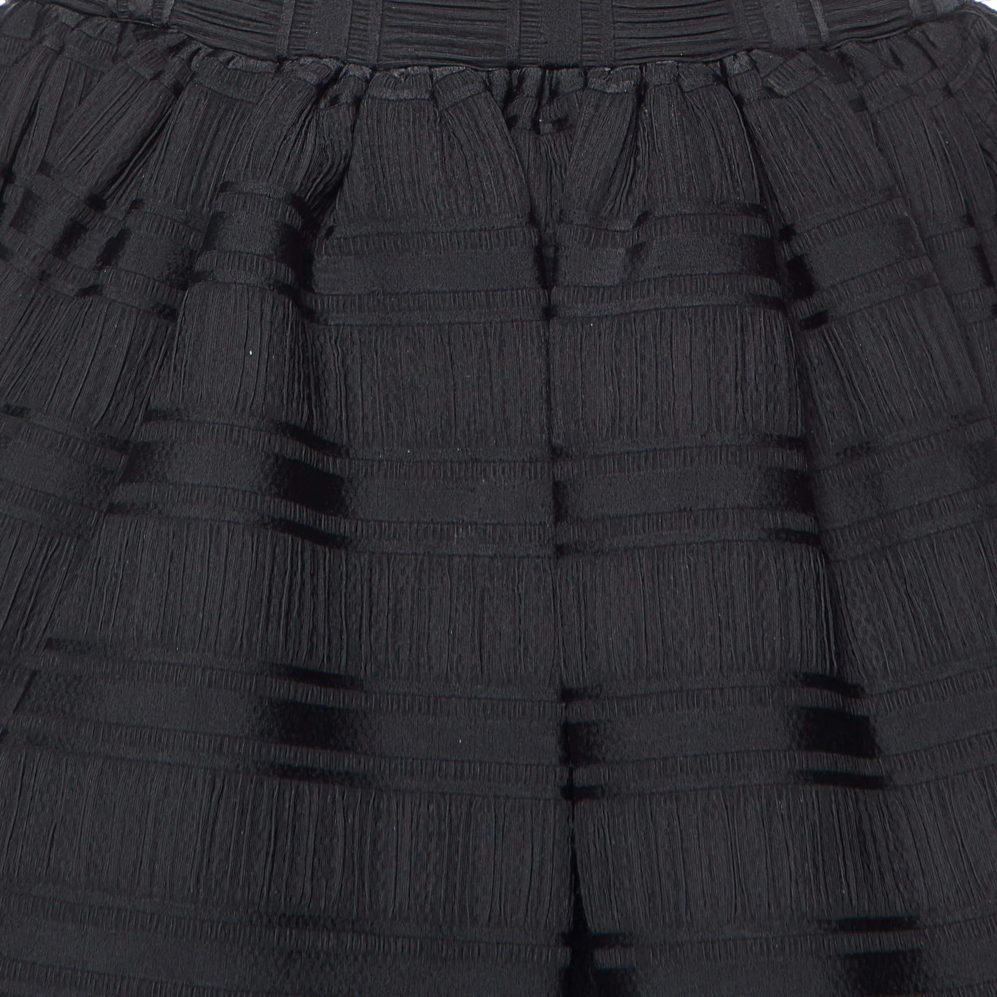 Maje Black Patterned Jersey Ruffled Mini Dress S In Good Condition In Dubai, Al Qouz 2
