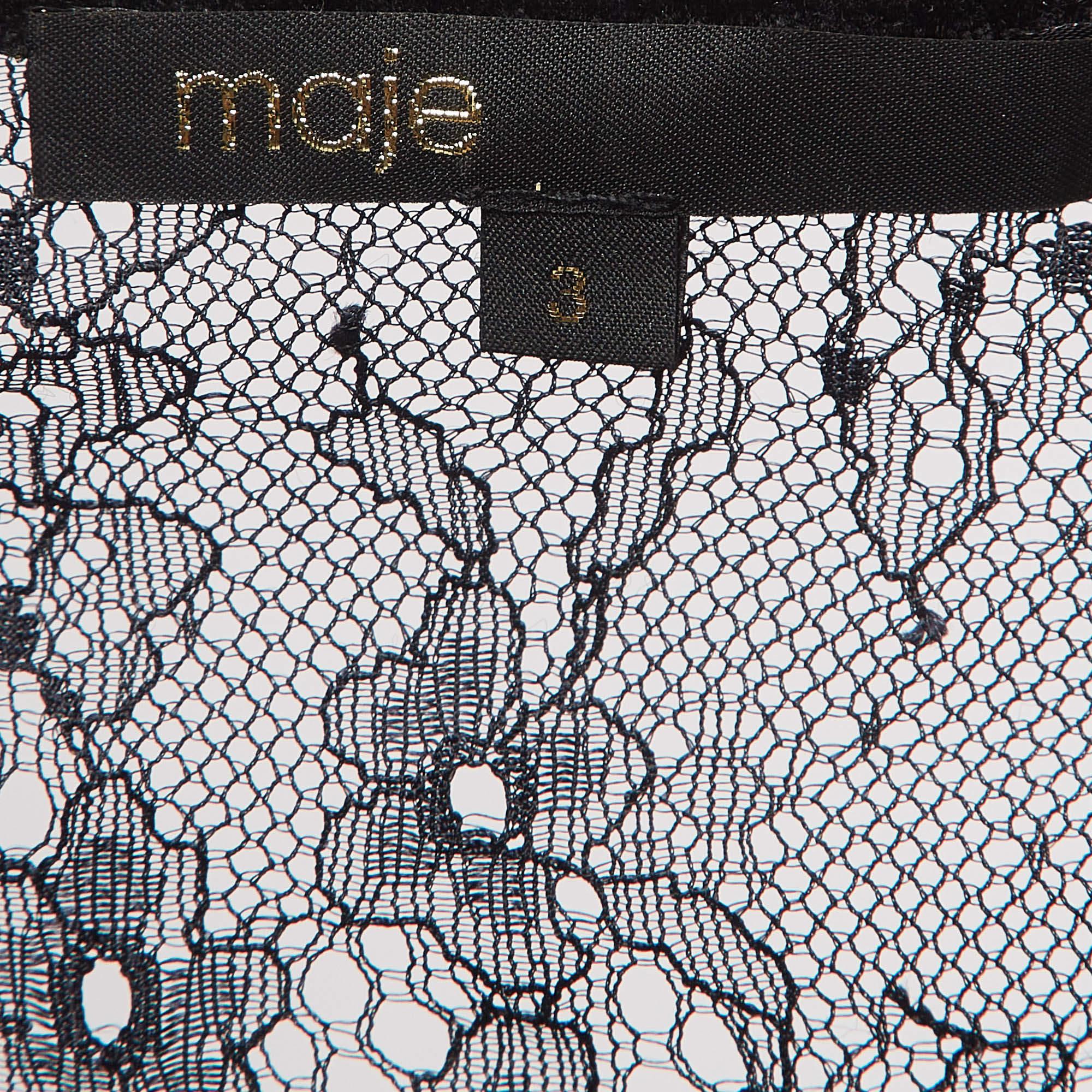 Maje - Top a strati in maglia e pizzo nero - L.L.A. In condizioni buone in vendita a Dubai, Al Qouz 2