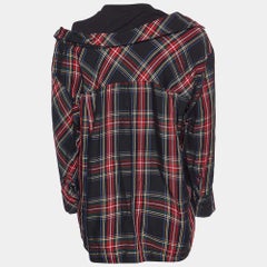 Maje Black Plaid Checked Asymmetric Shirt XS