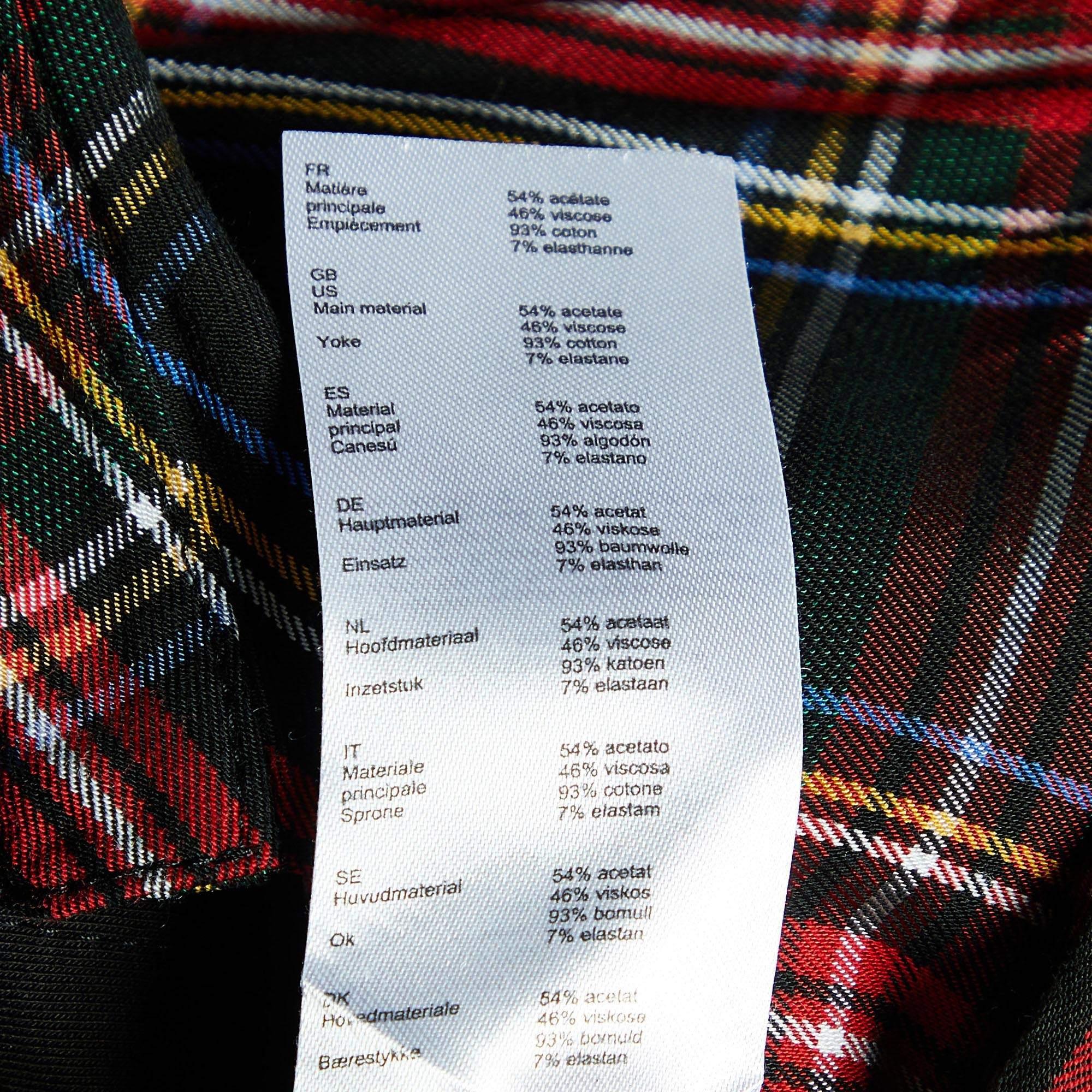 Maje Black Plaid Checked Asymmetric Shirt XS For Sale 1