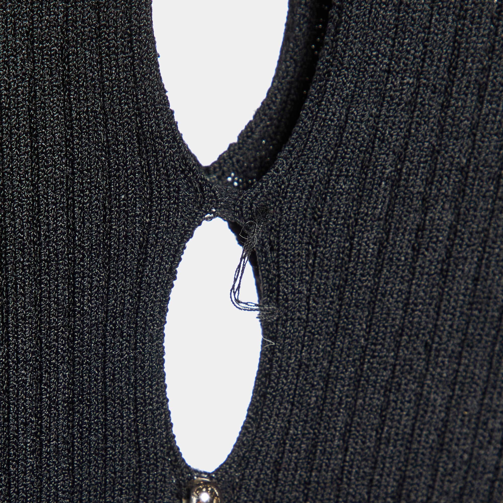 Nero Maje - Mini abito nero in maglia a coste con perline M. in vendita