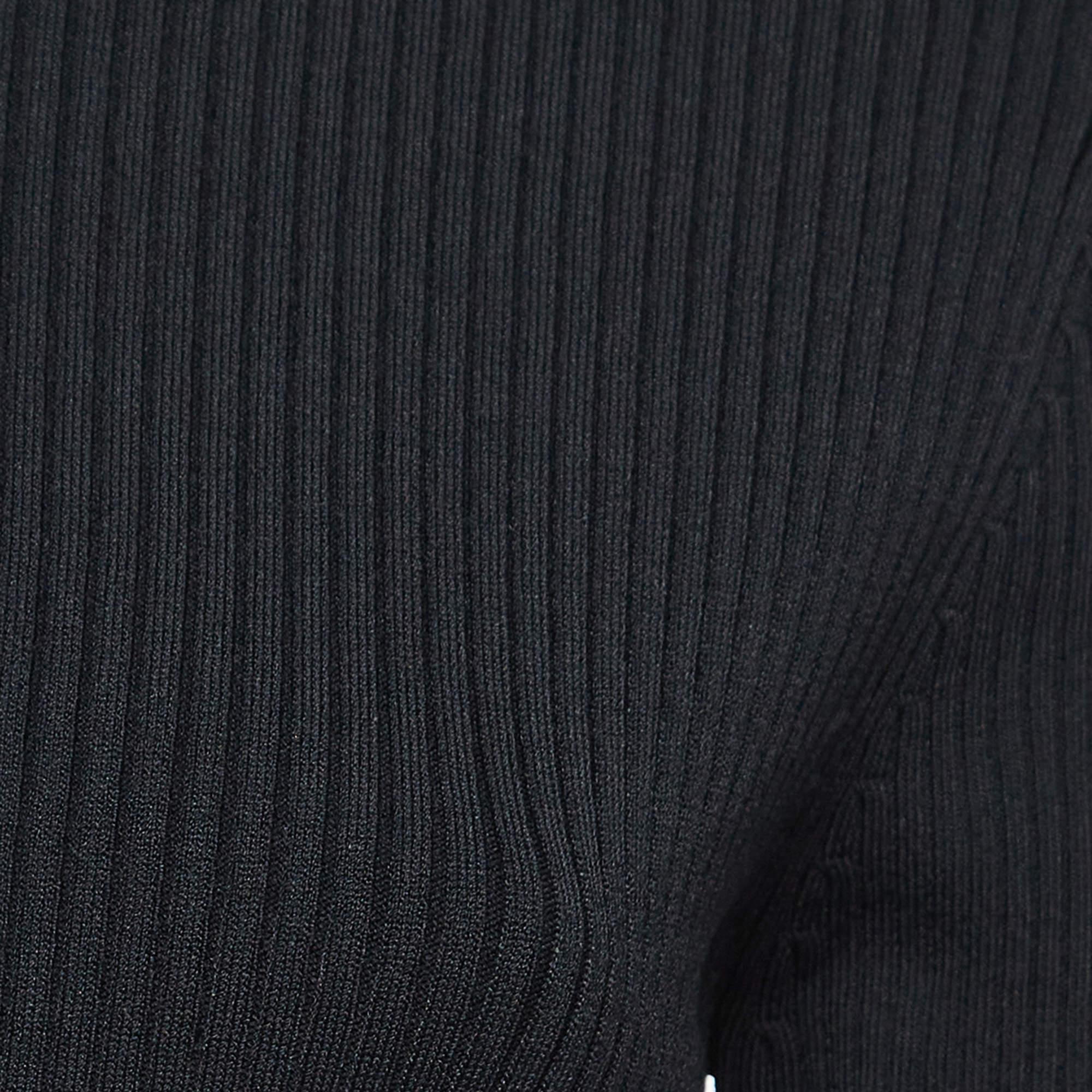 Maje Black Roselana Openwork Knit Short Dress L In Good Condition For Sale In Dubai, Al Qouz 2