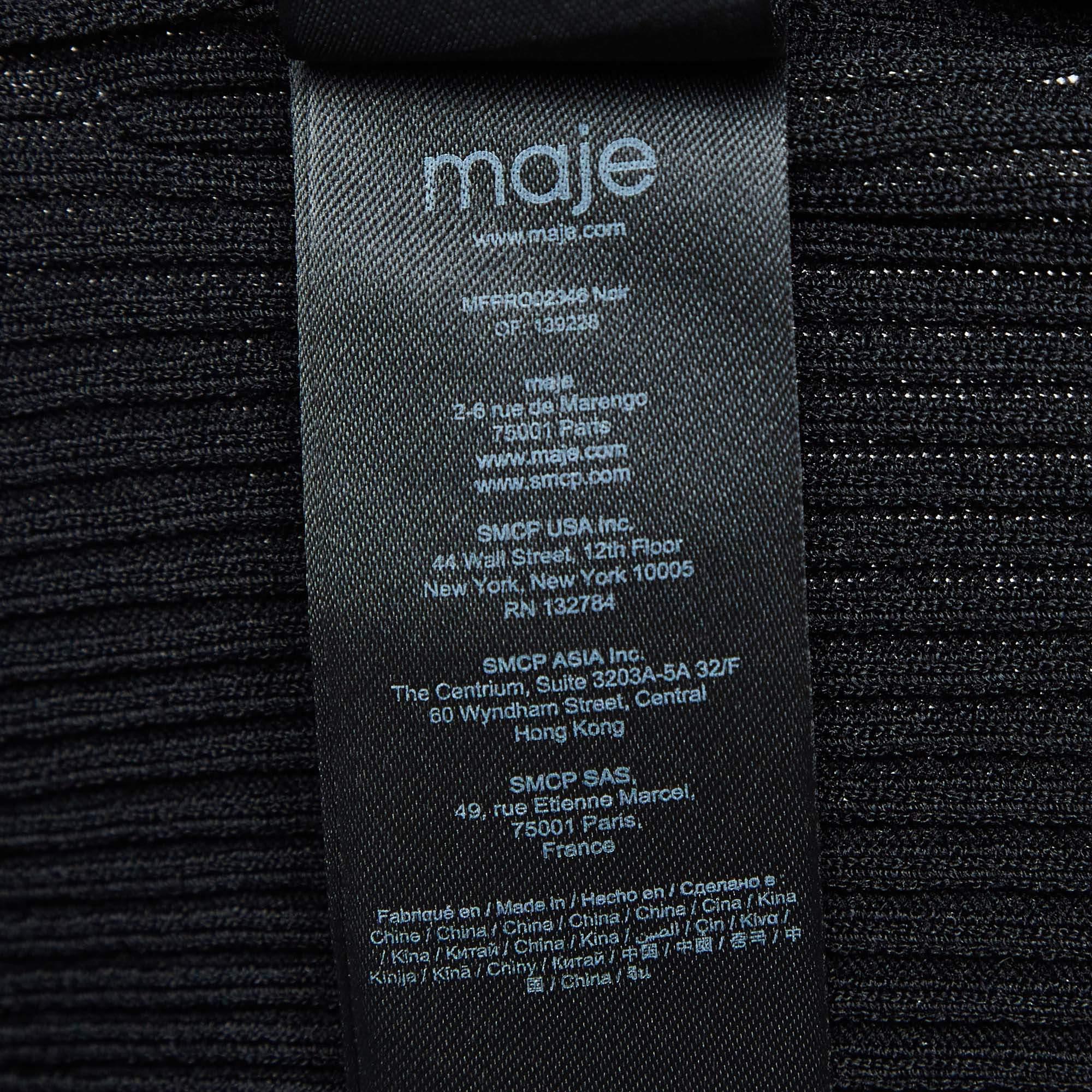 Maje Black Roselana Openwork Knit Short Dress L For Sale 3
