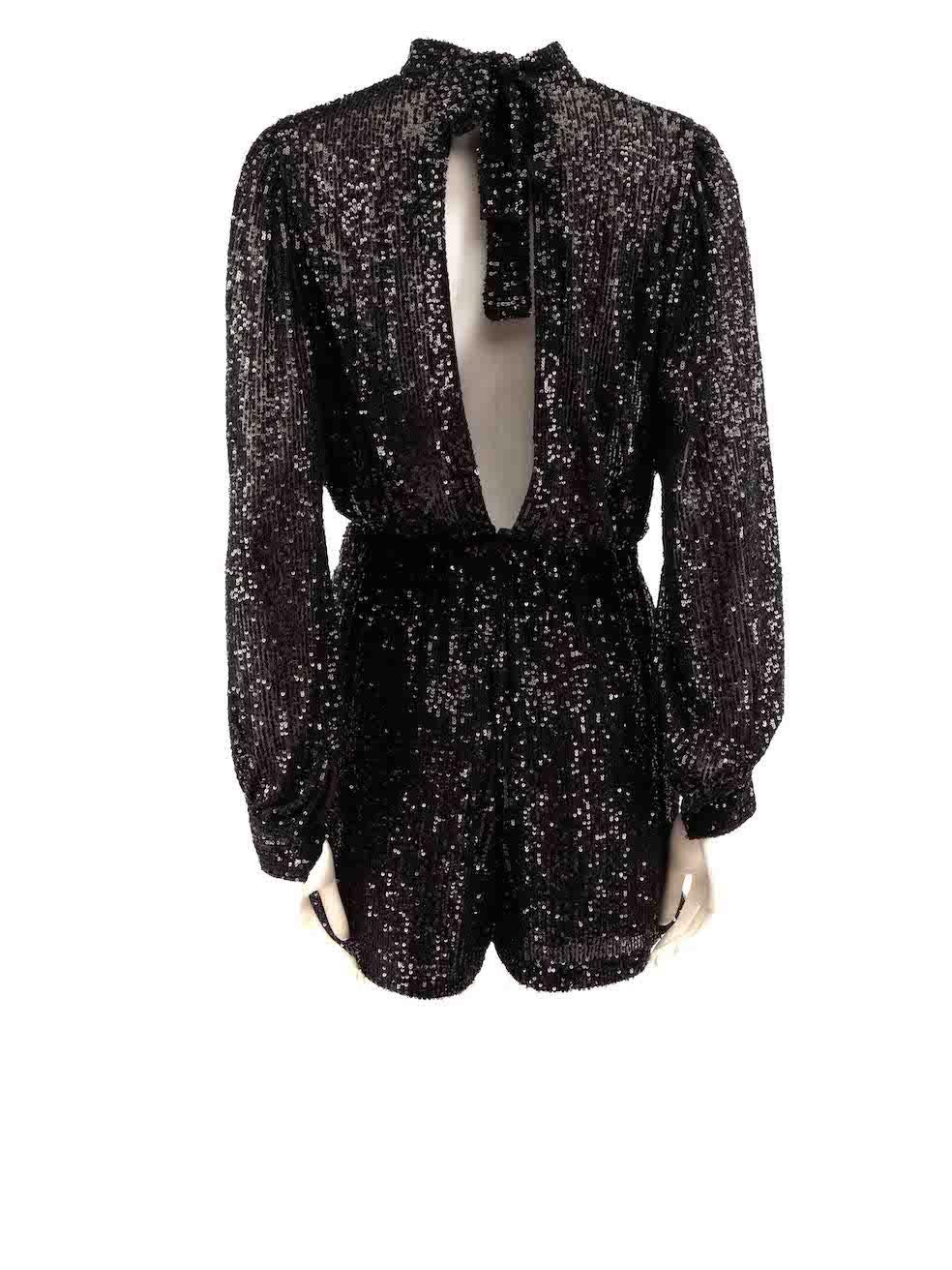 Maje Black Sequinned Backless Playsuit Size S In Good Condition For Sale In London, GB
