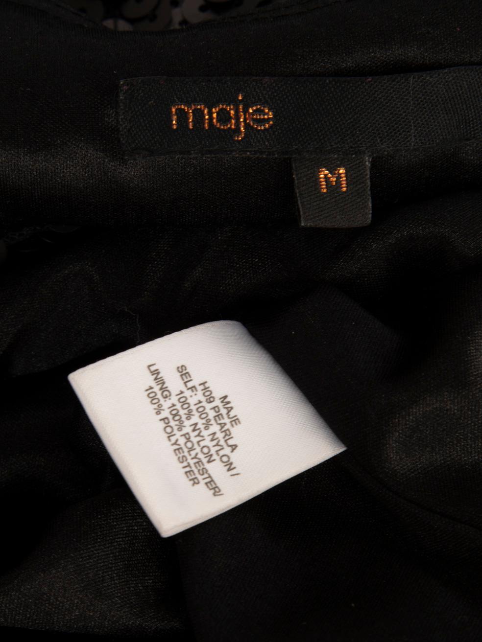 Maje Black Sequinned Sleeveless Dress Size M In Good Condition For Sale In London, GB