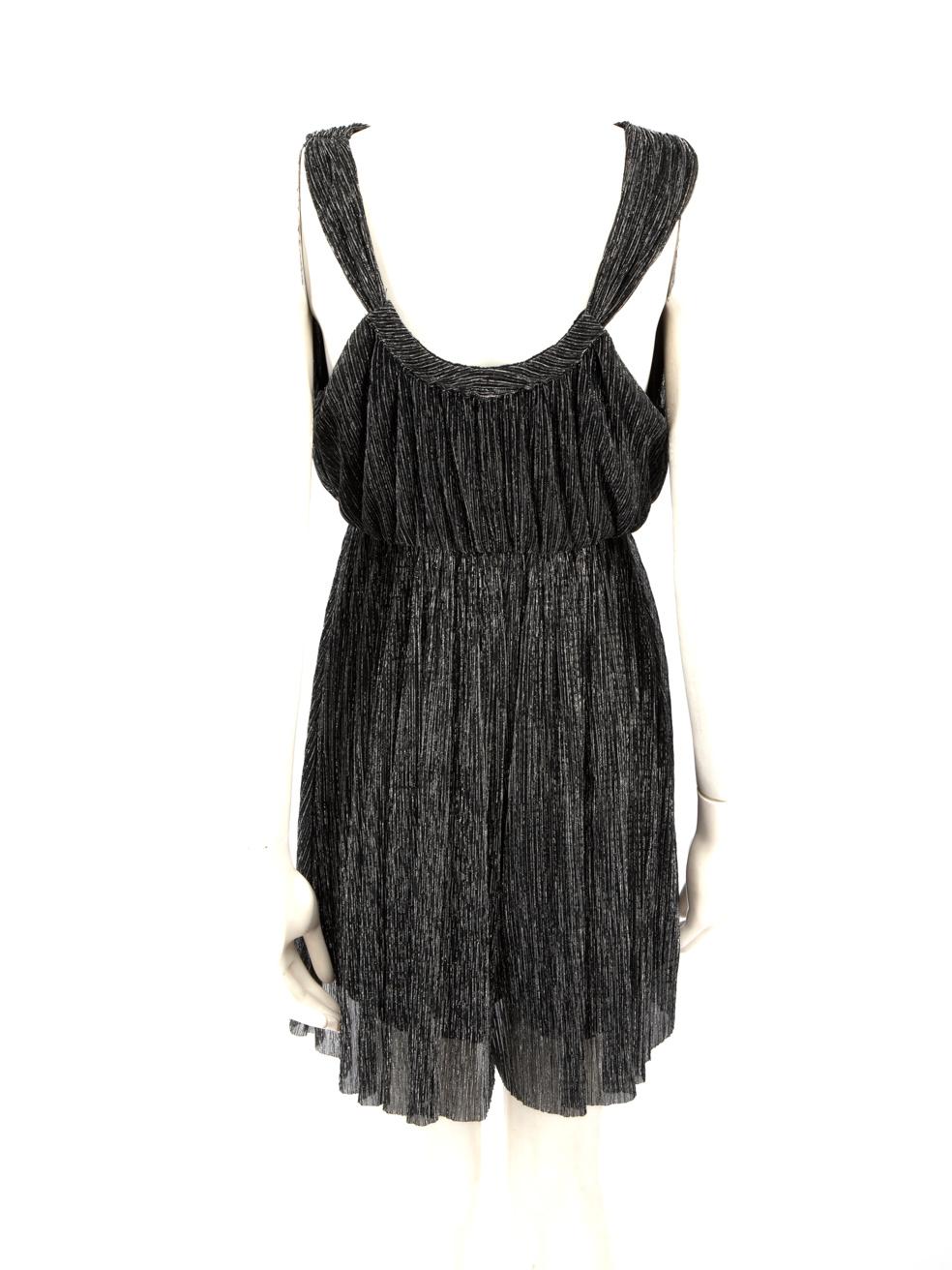 Nero Maje Mini Playsuit metallizzato nero e argento Taglia M in vendita