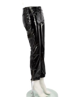 Maje Black Straight Leg Vinyl Trousers Size M