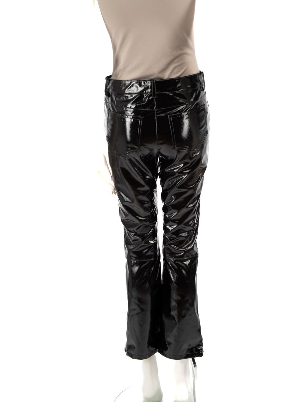 Maje Black Straight Leg Vinyl Trousers Size M In Good Condition For Sale In London, GB