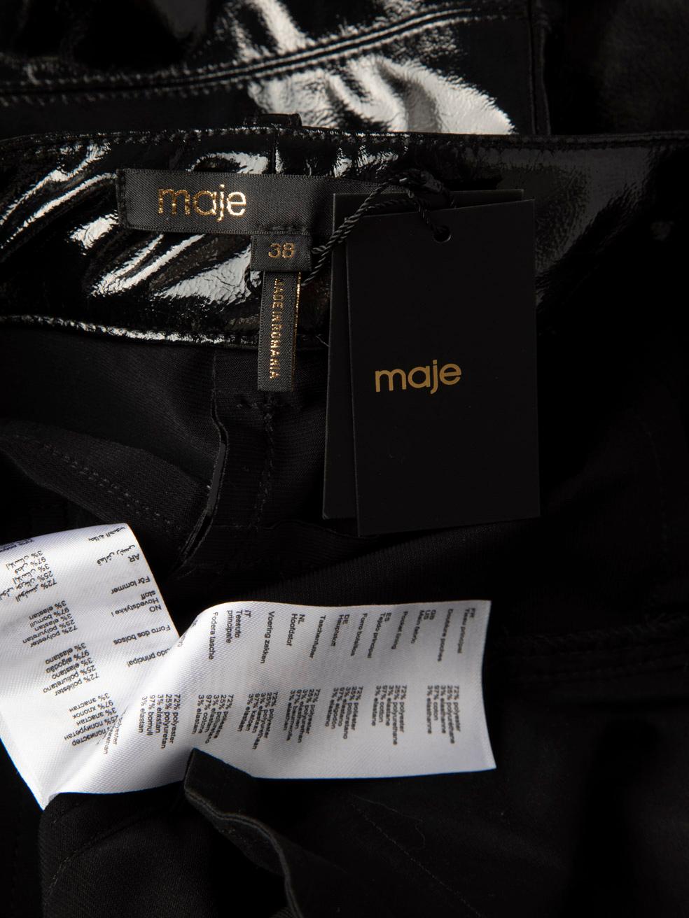Maje Black Straight Leg Vinyl Trousers Size M For Sale 4