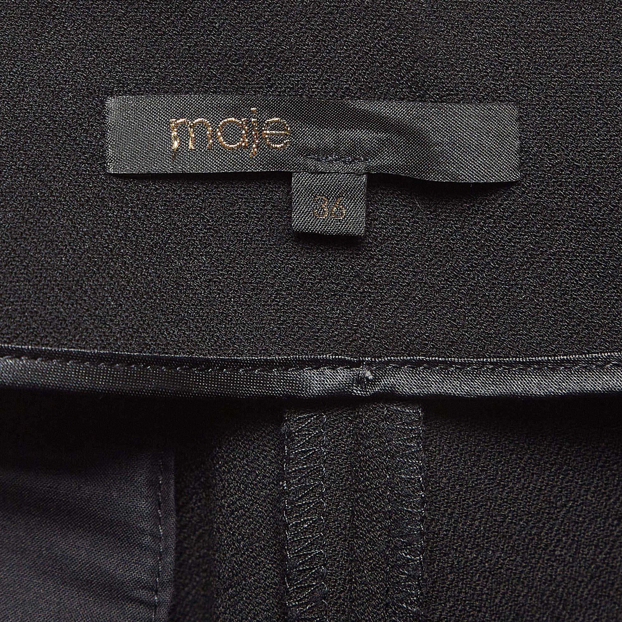 Maje - Pantaloni a vita alta in crêpe elasticizzato nero S In condizioni buone in vendita a Dubai, Al Qouz 2