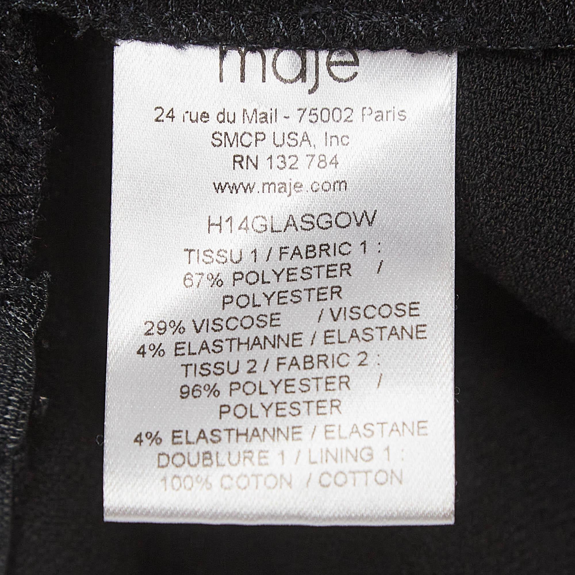 Donna Maje - Pantaloni a vita alta in crêpe elasticizzato nero S in vendita