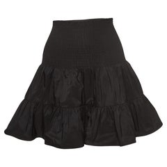 Maje Black Synthetic Smocked Detail Tiered Mini Skirt S