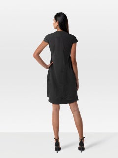 Maje Vestito nero con scollo a V e pieghe taglia S.I.V.A.